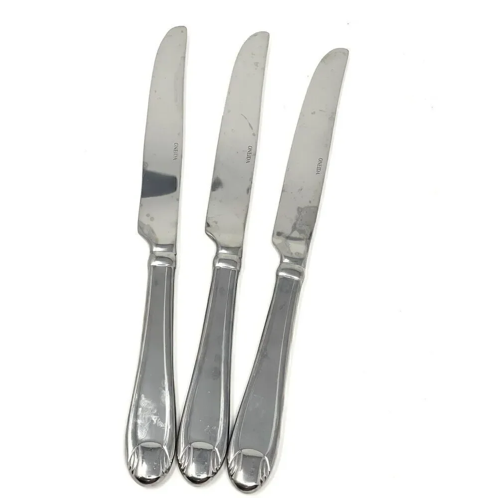 Oneida Garnet ALL GLOSSY Stainless 18/10 Dinner Place Knives 9 5/8” Set Of 3